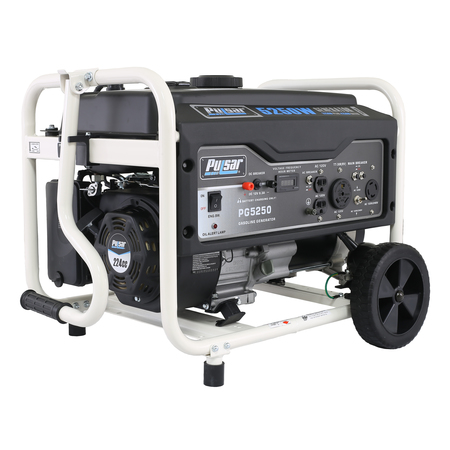 PULSAR Portable Generator, Gasoline, 4,250 W Rated, 5,250 W Surge, Electric Start, 120/240V AC, 35.4 A A PG5250